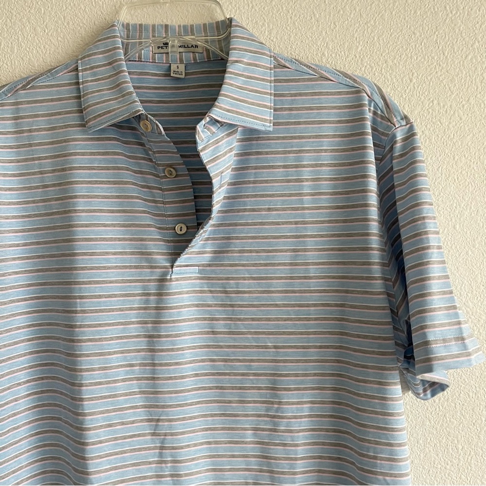 Peter Millar Striped Stretch Performance Golf Polo